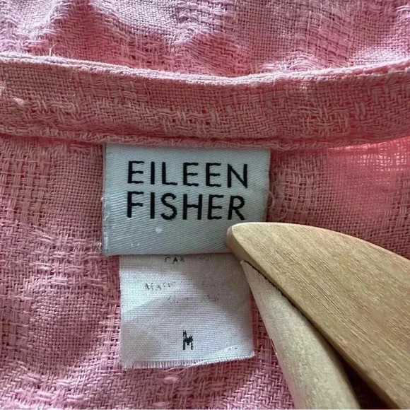 Vintage 100% Linen Button Down Shirt Top Pink Sz M - Picture 8 of 9
